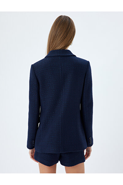 Koton Blazer dublu din tweed - buzunare cu clapă, lungime la șold, potrivire obișnuită