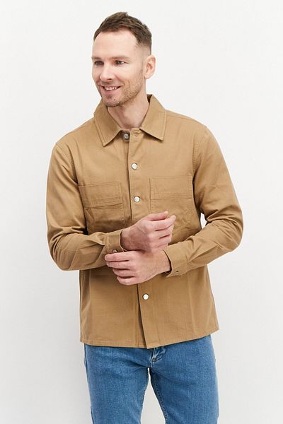 Esprit x Rest and Recreation Men Textured Long Sleeve Jacket Shirts, Tan
