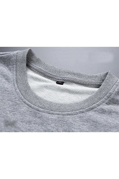 Genel Markalar Y2K Smarttooth Baskılı Gri Unisex Oversize Bisiklet Yaka Sweatshirt