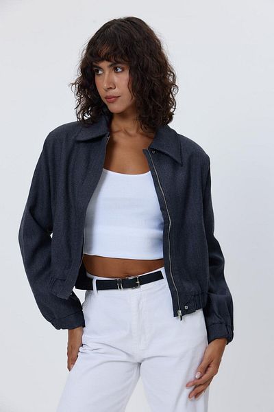 Tuba Butik Padded Bomber Anthracite Women's Jacket