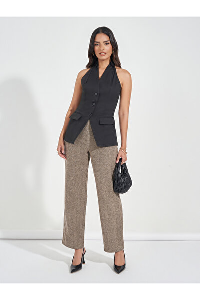 Styli Halter Neck Waistcoat with Flap Detail