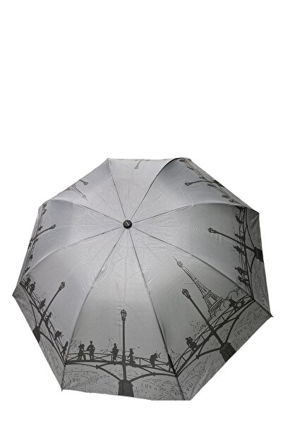 Marlux Eyfel Kulesi Desenli Gri Yarasa Model Manuel Şemsiye 709816