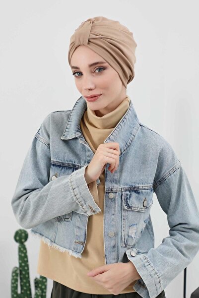 Aisha's Design Boneta de iarnă cu detaliu curea în față, b-68ıv, maro lapte