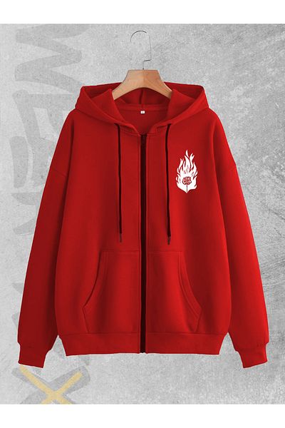 WEARTEX Fire Rose Printed Seasonal Zippered Cardigan Jacket