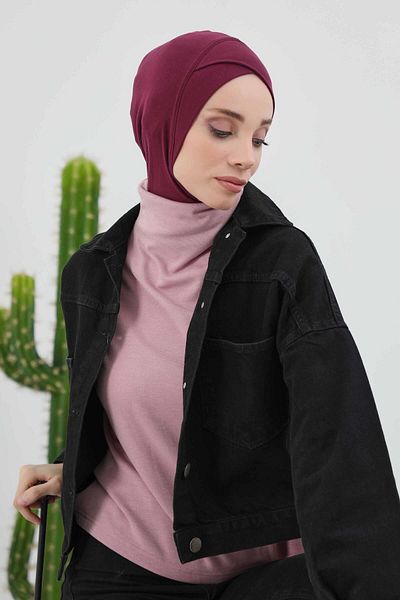 Aisha's Design Winter Hijab Cap with Cross Detail on the Front, Tb-4Rb