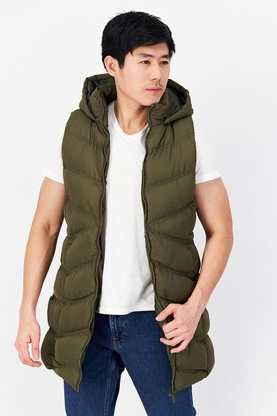 French Connection Men Hooded Plain Puffer Jacket, Olive