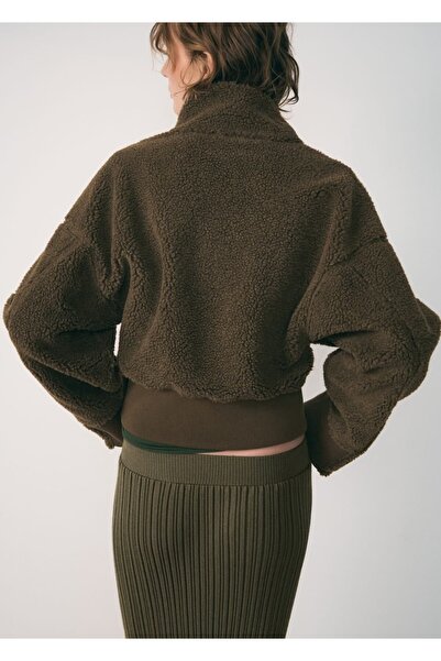 MANGO Woman Kürklü Fermuarlı Sweatshirt