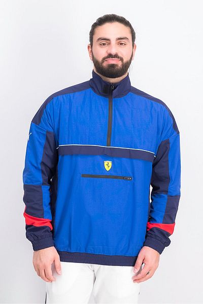 Puma Men Long Sleeve Ferrari Street Jacket, Blue Combo