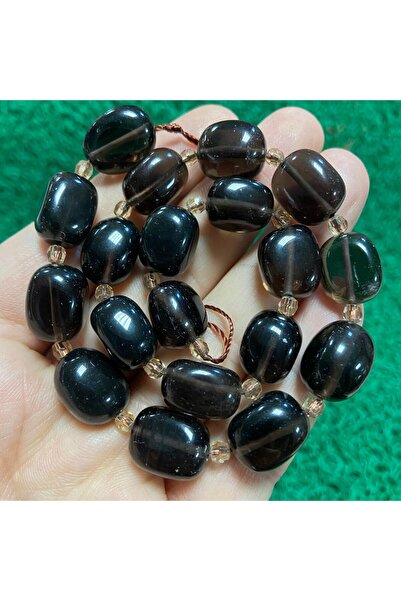 TAŞ UZMANI طبل بيضاوي سموكي كوارتز ستون 12 ملم