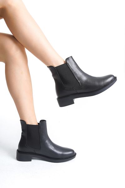 marinarosse Botine scurte de damă Vanessa din piele neagră cu detalii din cauciuc