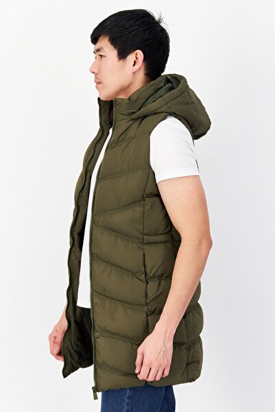 French Connection Men Hooded Plain Puffer Jacket, Olive