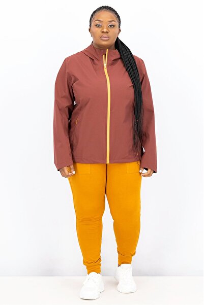 Tchibo Women Hooded Plain Performance Hiking Jacket, Maroon