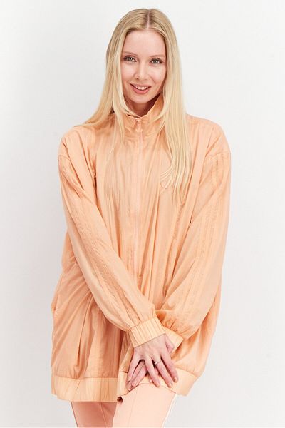 adidas Women Sportswear Fit Long Sleeves Brand Logo Outdoor Jacket, Peach