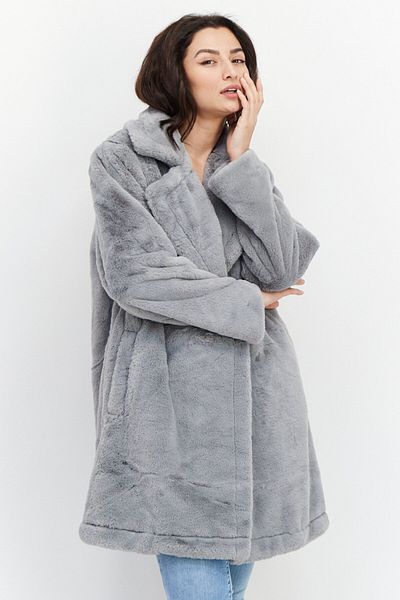 French Connection Women Wide Lapel Collar Textured Soft Shell Jacket, Grey