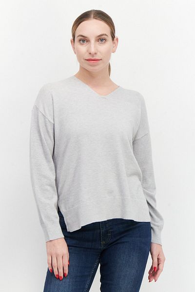 French Connection Women V-neck Long Sleeves Knitted Sweater, Light Grey