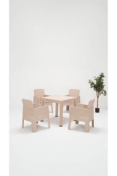 SANDALİE Apex 80x80 Minderli Bahçe&Balkon&Teras Mobilyası – Cappucino