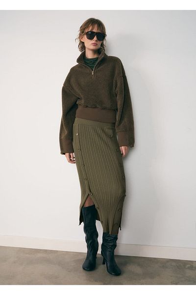 MANGO Woman Furry Zipper Sweatshirt