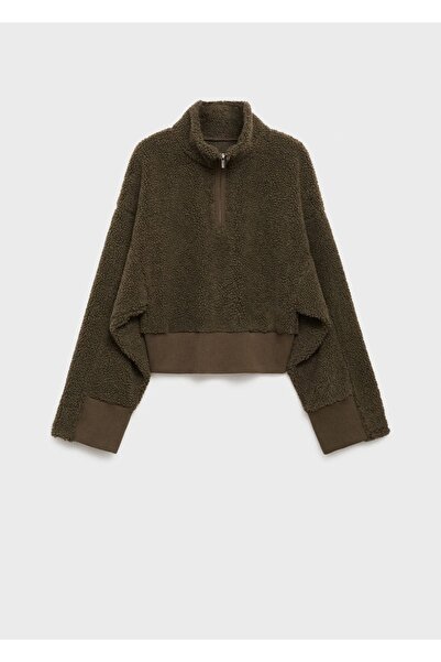MANGO Woman Kürklü Fermuarlı Sweatshirt