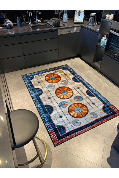 Rugs Modern Halı Συλλογή Paris Μπεζ μπλε με θέμα τα γεωμετρικά σχήματα με μοτ...