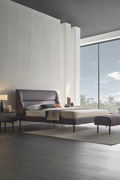 Enza Home Parma Başlıklı Karyola - Antrasit