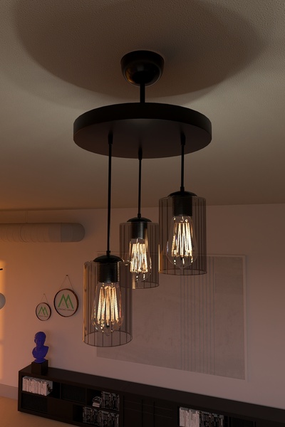 gökdağ group g g Sarkıt Siyah Tepsi 3 Lü Füme Mika Avize