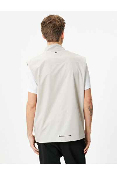 Koton Stand Collar Zippered Parachute Fabric Sports Vest - Pocket Detail