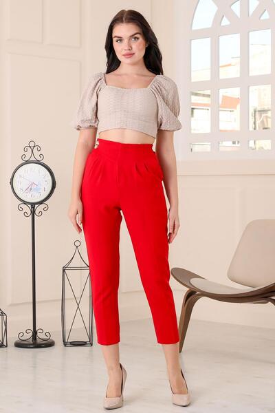 dk denemekabini Kadın Arka Bel Kısmı Lastikli Kemer Detaylı Yüksek Bel Cepli ...