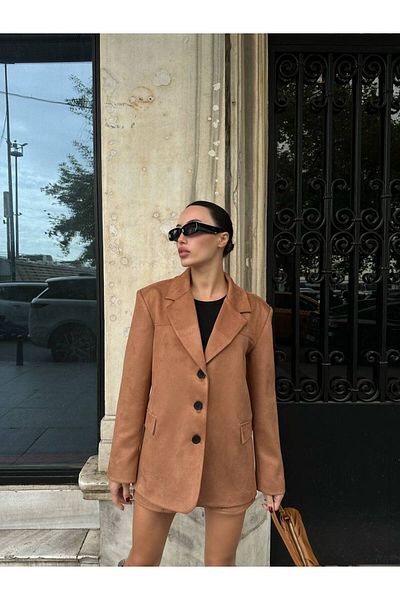 D'RECCY Дамско шикозно кафяво велурено яке