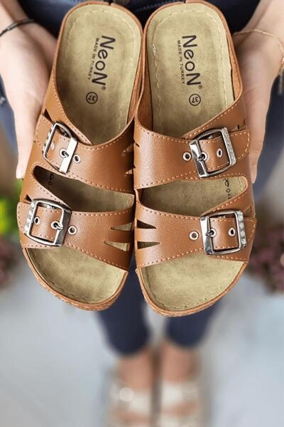 Neon Shoes Darma Women's Daily Slippers Double Tape Stone Buckle Orthopedic Sole Mother's Outdoor & Indoor Slippers