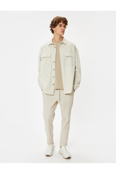 Koton Folded Leg - Trousers with Lace-up Waist and Pocket Detail