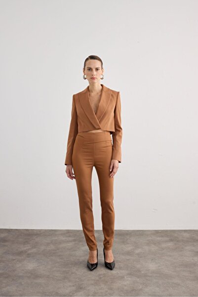 rue Asimetrik Detaylı Dar Paça Tütün Pantolon