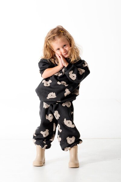 PLANT Mini Kids – Funny Dog Black, 100% Cotton Three Yarn, Elastic Legs Child...