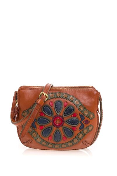 GÖN Hand Made Tan-Multicolor Women's Crossbody Bag Sutu