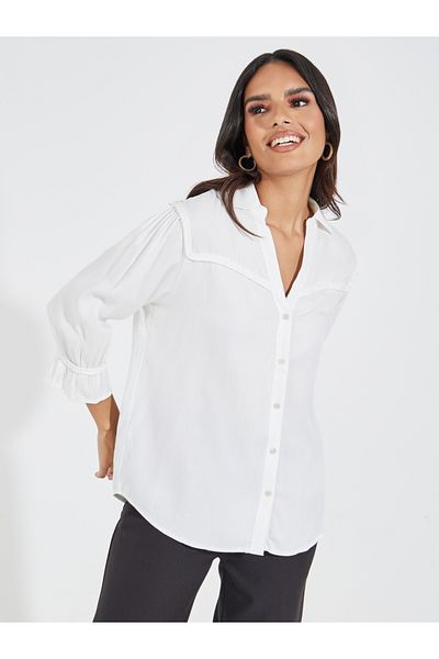 Styli Twill Relaxed Fit Shirt with Braiding Detail