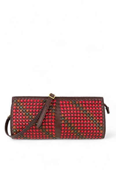 GÖN Hand Made Kahve-Çok Renkli Kadın Çapraz Askılı Çanta Silek