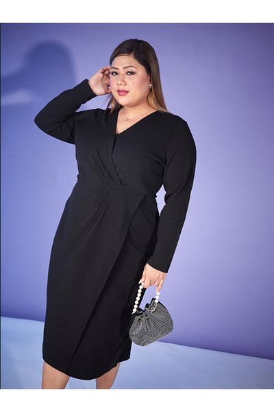 Sassafras By Styli فستان ميدي ملفوف بأكمام طويلة