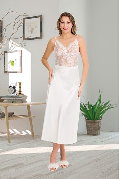 Lady Lingerie Satin Women's Nightgown with Dressing Gown 2 Pieces Set
