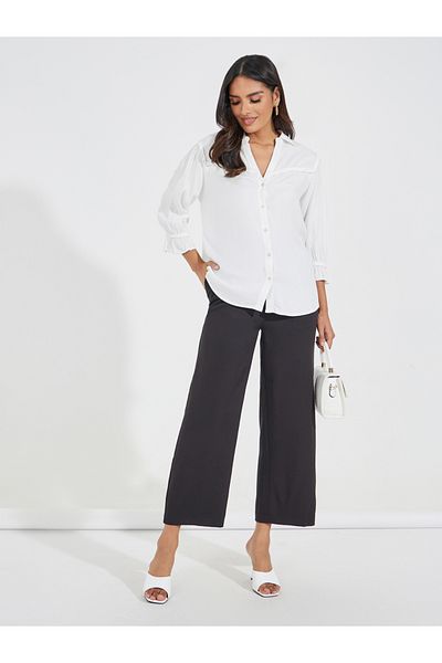Styli Twill Relaxed Fit Shirt with Braiding Detail