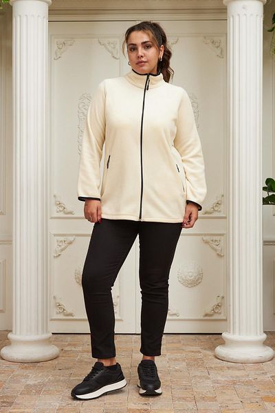 bezeXL Large Size Ecru Fleece with Rmg Arm Piping Detail