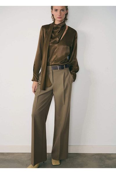 MANGO Woman Straight-cut trousers with belt