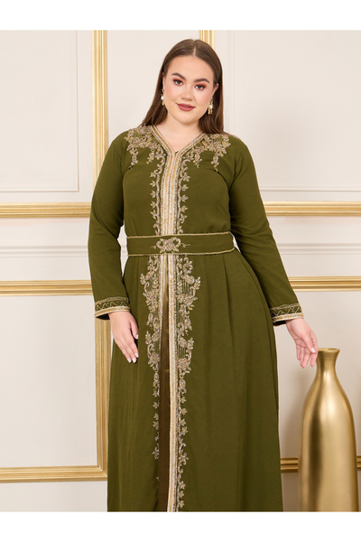 Maxim Creation By Styli Plus Handwork Beaded Detail Belted Kaftan