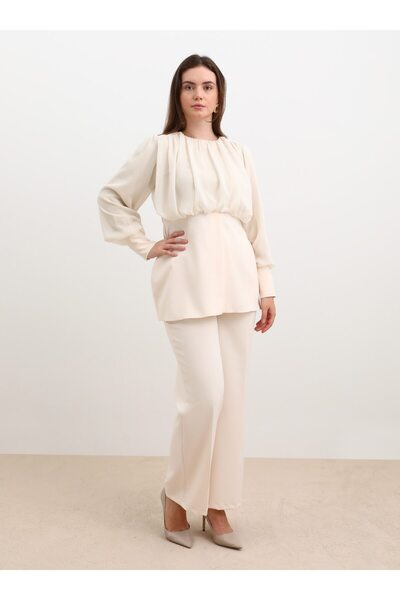 ALİA Βραδινό φόρεμα με σιφόν με λεπτομέρειες - Μπεζ - Alia