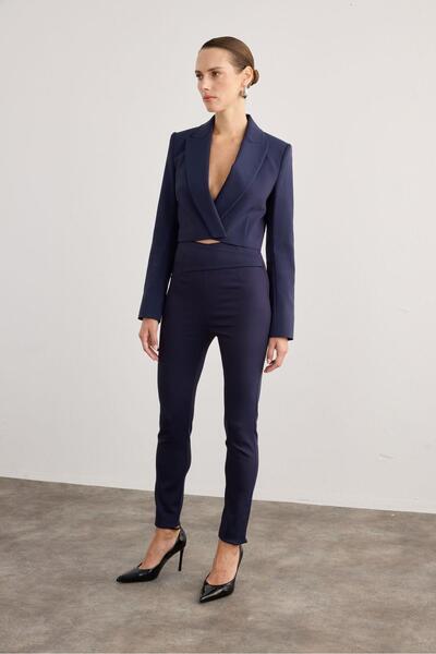 rue Asimetrik Detaylı Dar Paça Lacivert Pantolon