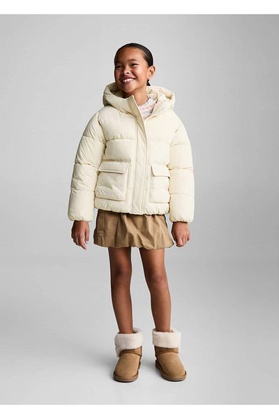 MANGO Kids Quilted Fur Lined Anorak