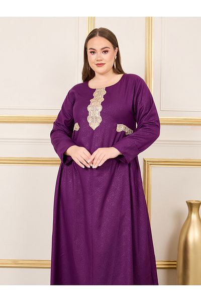Maxim Creation By Styli Plus Embroidered Lace Jacquard Print Jalabiya