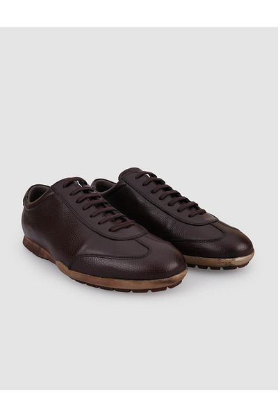 Cabani 100% Genuine Leather Brown Lace-Up Men's Casual Shoes