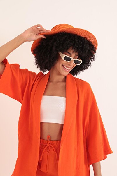LENADA Müslin Kumaş Oversize Kadın Kimono