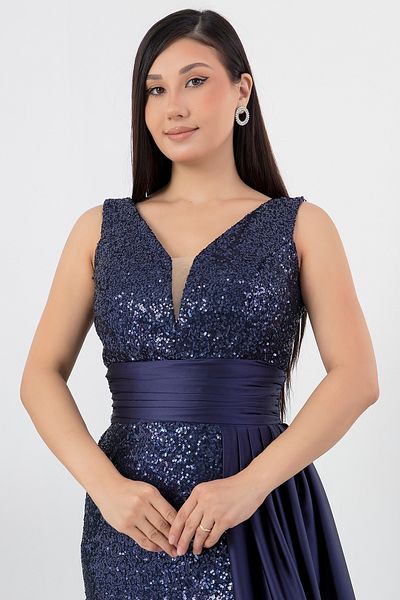PULLIMM Rochie cu paiete cu decolteu în V cu detaliu din satin ECR5366