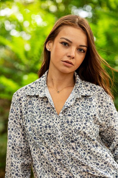 VerdeBlanco Cămașă de relaxare cu mânecă lungă cu imprimeu floral digital