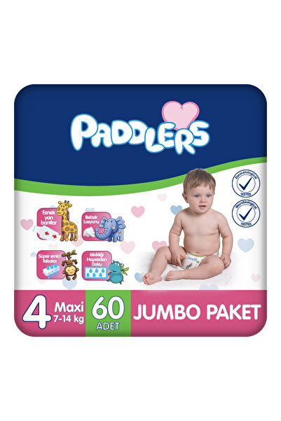 Paddlers Bebek Bezi 4 Numara Maxi 60 Adet (7-14 KG) Jumbo Paket